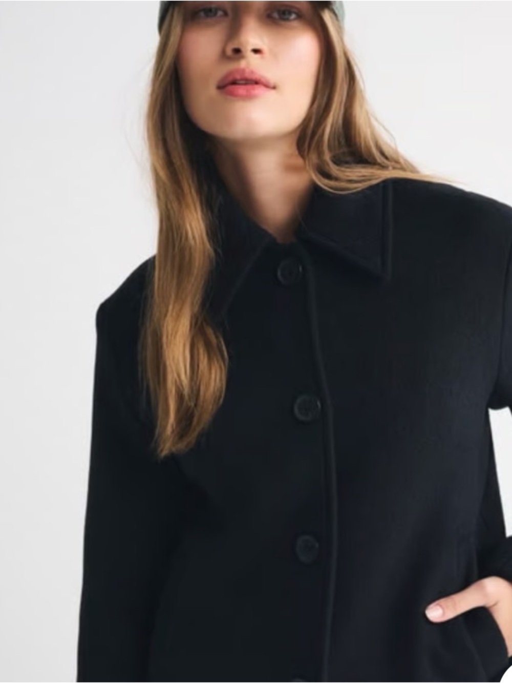Abercrombie Short Wool-Blend Coat in Black - Size Small
